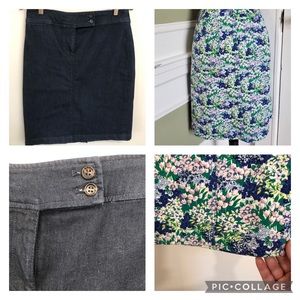 Bundle Talbots pencil skirts. Blue Jean and a floral. Size 2.